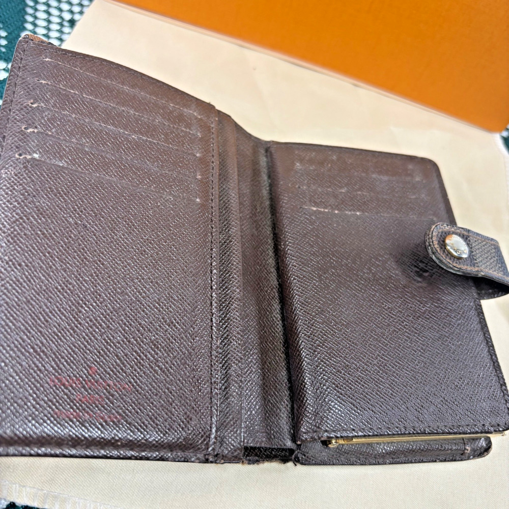 Louis Vuitton LV Damier Ebene Portefeuille Viennois French Kisslock Wallet Brown - Picture 13 of 16
